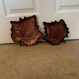 Set of Two Leaf-Shaped Decorative Plates